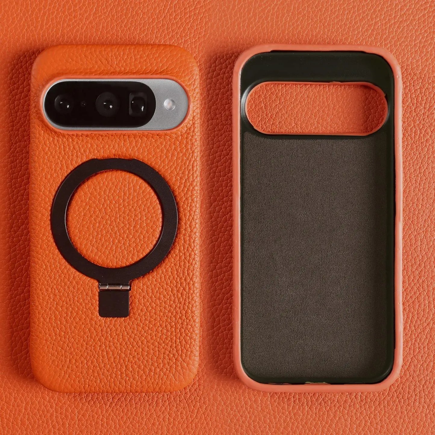 Magnet Ring Stand Phone Case For Google Pixel 10 Pro 9Pro 8A 7Pro 6pro 5A Cover Genuine Leather Case Magnetic Back Cover Cases