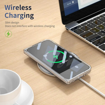 Cases For Google Pixel10Pro Fold Phone Case Magnetic Wireless Charger with A Rotating Bracket PC Material Transparent Full Cover