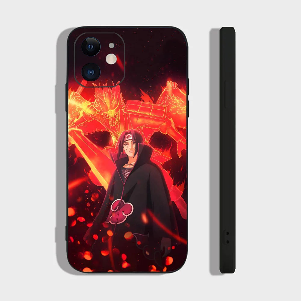 Classic Anime Narutos Uchiha Itachi Phone Case For IPhone 16 15 14 13 Pro Max 11 12 Mini X Xs XR Se 2022 Black Silicone Cover