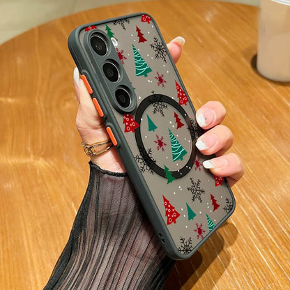 Magnetic For Magsafe Cartoon Christmas Case For Samsung Galaxy S25 S24 Ultra S25 Edge S23 S22 Plus S21 FE A54 A55 A56 5G Funda