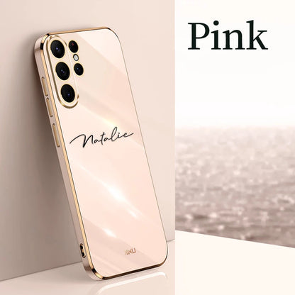 Case For Samsung Galaxy S24 Ultra Personalized Customized Name Case Luxury 6D Plating Soft Cover S23 S22 S21 S20 FE Ultra Plus - covers4phones
