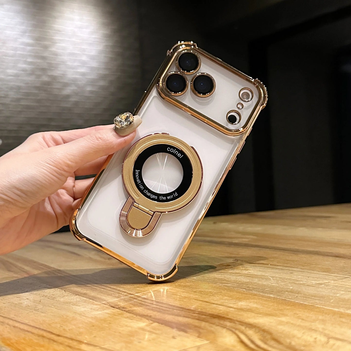 Shockproof Plating Magnetic Case For iPhone 17 Air 17 16 15 14 13 12 Pro Max Plus iPhone XS XR XS MAX Back Covers with Holder