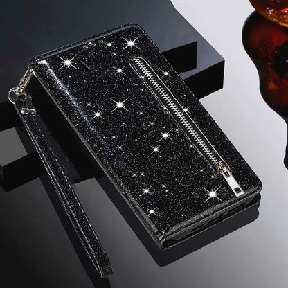 Glitter Wallet Magnetic Flip Leather Case For Samsung Galaxy Z Fold5 Z Fold4 Zipper Case For Samsung Galaxy Z Fold3 5G Z Fold 5