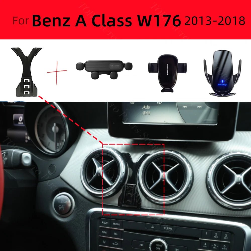 For Mercedes Benz A Class W176 2013-2018 Car Phone Mount Automatic Locking Universal Air Vent Cell Phone Holder Cars Accessories