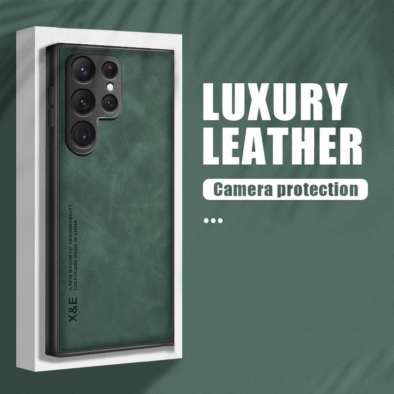 Sheepskin Magnetic Case For Samsung S25 S24 Ultra S22 Plus S21 S20 FE Cases For Samsung S23 Ultra Note 20 10 Leather Phone Cover