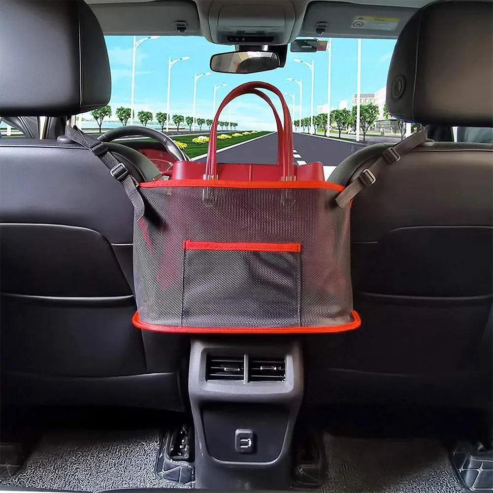 Car Seat Middle Storage Bag Universal Car Seat Side Back Storage Net Bags  Multifunction Handbag Holder Net Pocket