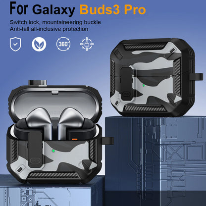 Stylish Camouflage Cover For Samsung Galaxy Buds 3 Pro Buds3 Pro Buzz 3 Pro Case With Lock Rugged Shell Armor Shockproof Sleeve