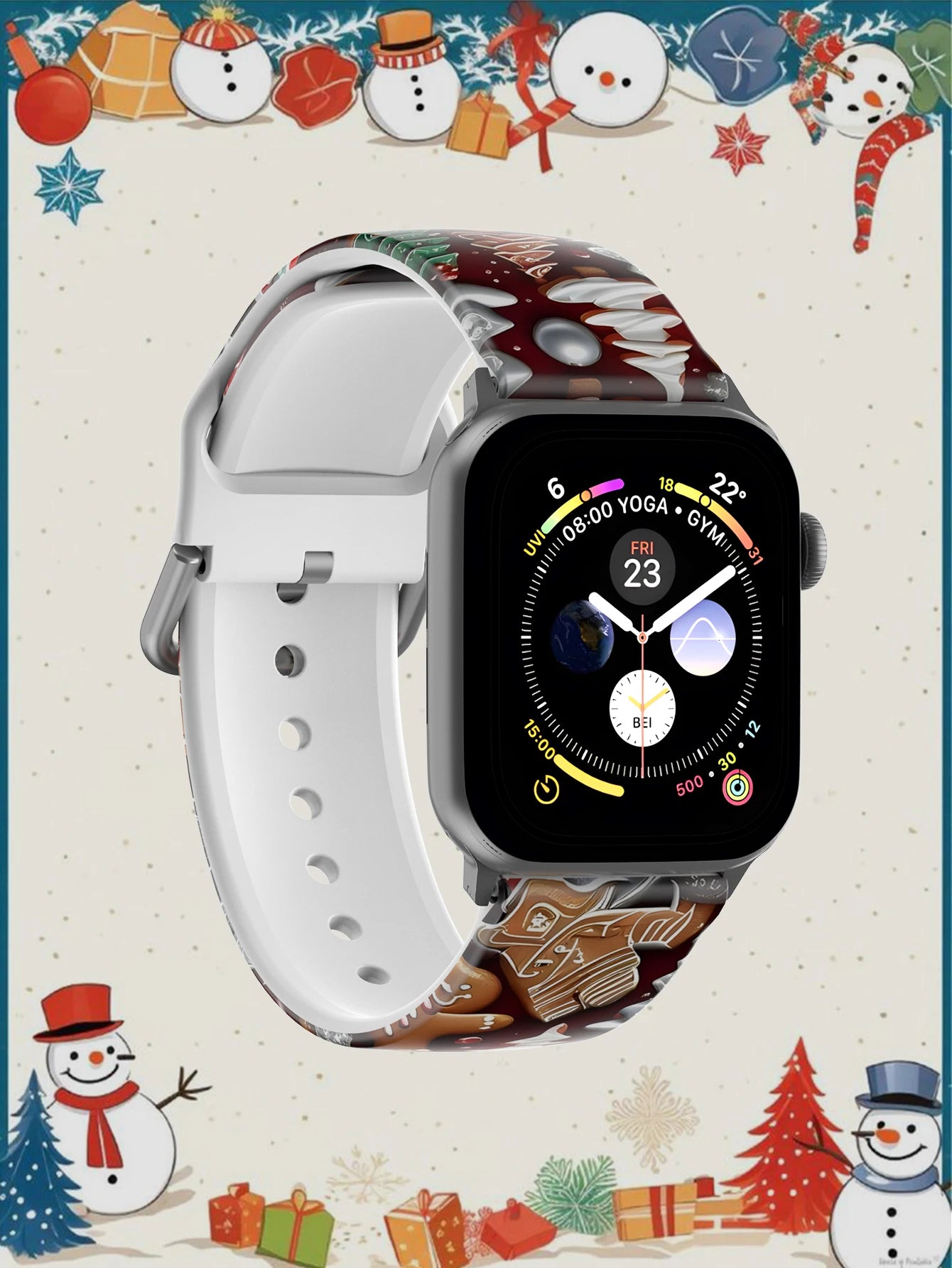 Silicone Strap For Apple Watch Band 45mm 44mm 40mm 41 42-38mm Christmas Bracelet iwatch Series 8 7 se 3-6 9 10 11 Ultra 2 49mm