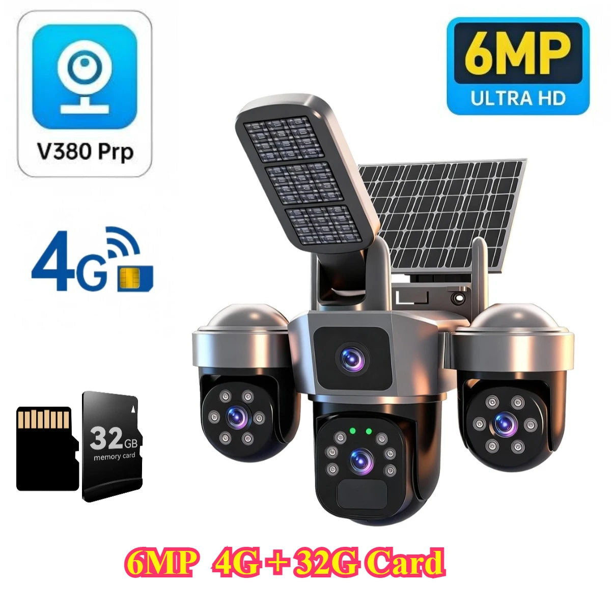 6MP Auto Tracking PTZ Solar Camera Outdoor Wireless, Human Detection PIR WiFi IP Camera with Siren, 2K Solar Powered CCTV