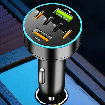 250W 8/6 Ports Car Charger Fast Charging PD QC3.0 USB Type C Auto Phone Charger Adapter in Car For iPhone Samsung Huawei Xiaomi