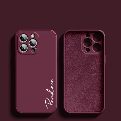 Luxury Liquid Silicone Soft Full Cover 15 14 13 Pro Max Personalized Customized DIY Name Case For iPhone 15 14 13 12 11 Pro Max - covers4phones