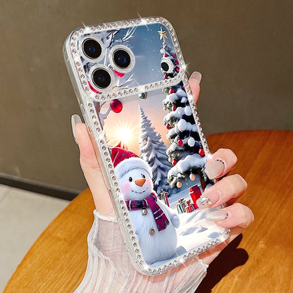 For iPhone 17 Pro Max Case Christmas Elk Santa Claus Diamond Cover For iPhone 13 14 15 12 11 16e 17 Air Funda iPhone 16 Pro Max