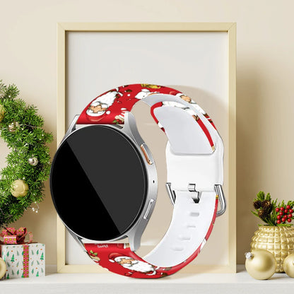 20 22mm Christmas Strap for Samsung Galaxy Watch FE 7 6 5 4 40mm 44mm/5 Pro/Watch 6 4 Classic Holiday Silicone Band for Active 2