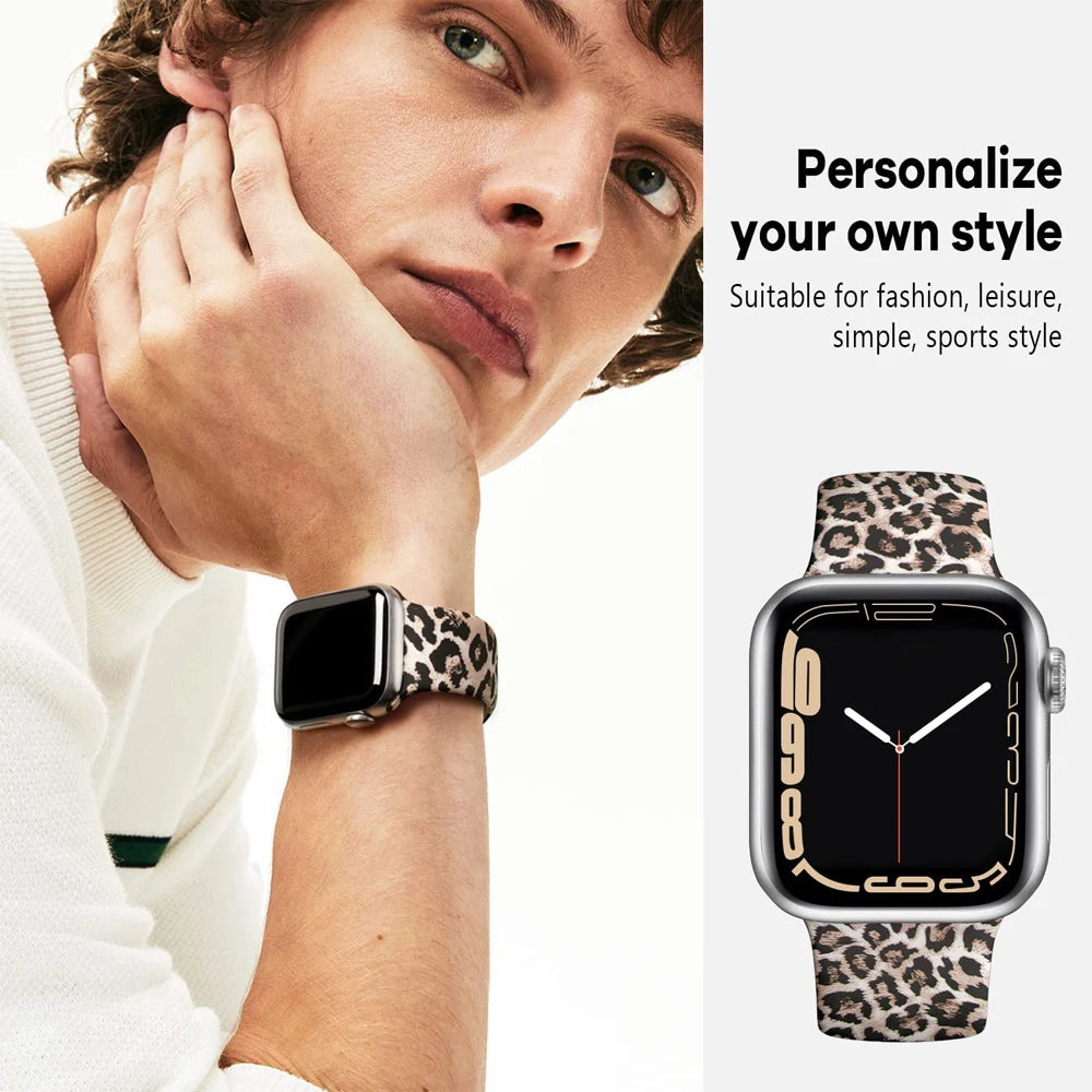 YAYUU Sport Band for Apple Watch Bands 40mm 41mm 44mm 45mm Floral Silicone Printed Pattern Straps for iWatch Series 7 6 5 4 3 SE