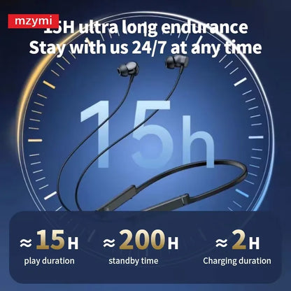 MZYMI BS09 Neckband Earbuds Wireless Bluetooth5.3 Noise Reduction Headphones HiFi Stereo Earphones Waterproof Headset With Mic