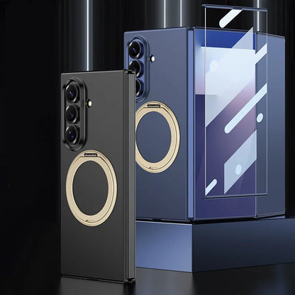 Matte PC 360 Ring Holder Bracket Plastic Case For Samsung Galaxy Z TriFold Trible Fold Magnetic Wireless Cover Glass Protector