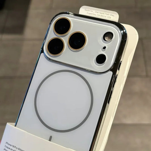 Luxury Plating Bumper Hard Case For iPhone 17 Air 16 15 14 13 12 11 Pro Max For Magsafe Magnectic Glass Camera Protection Cover