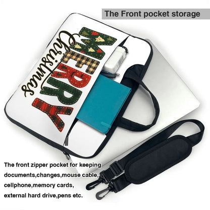 Retro MERRY Christmas Patchwork Crossbody Laptop Bag Case Computer Bag 13 14 15.6 Inch Notebook Pouch for Macbook Pro Lenovo