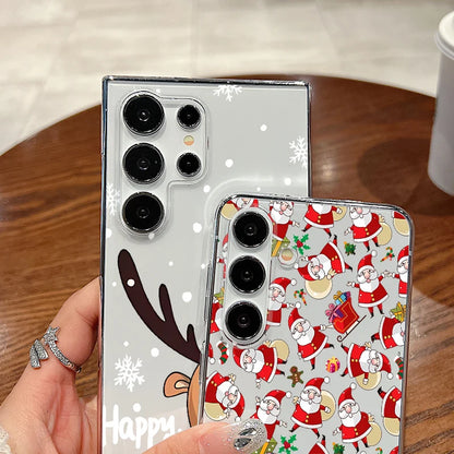 Santa Claus Print Phone Case For Samsung Galaxy A56 A16 A55 A36 A26 A15 5G S25 Edge S24 S21 FE S23 S22 Ultra Plus Clear PC Cover