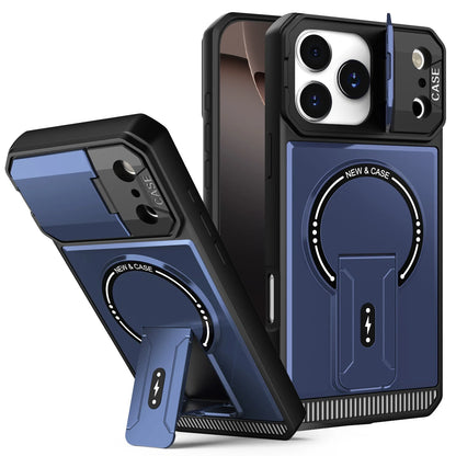 Military Armor Flip Camera Protect Phone Case For iPhone 17 12 13 16 Pro Max 14 15 Plus 16E 17 Air For Magnetic Fold Stand Cover
