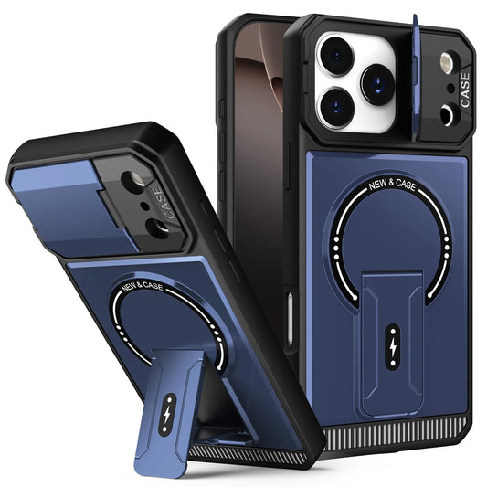 Military Armor Flip Camera Protect Phone Case For iPhone 17 12 13 16 Pro Max 14 15 Plus 16E 17 Air For Magnetic Fold Stand Cover