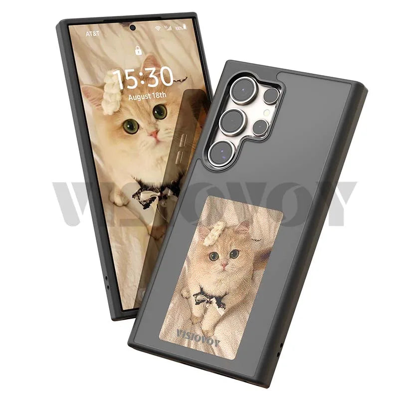 Smart NFC Phone Case for Samsung Galaxy S24, S23 Ultra, DIY, 4 Color, E Ink Screen, Couples Photo, Anime Characters