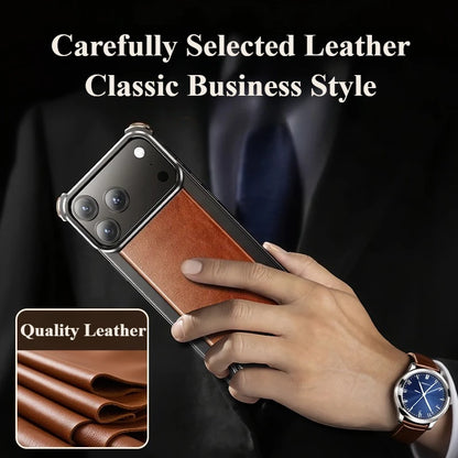 Oatsbasf Leather Phone Case for iPhone 17 Pro/Pro Max/17 Air with Kickstand Frameless Magnetic Shockproof Bumper Protective Case