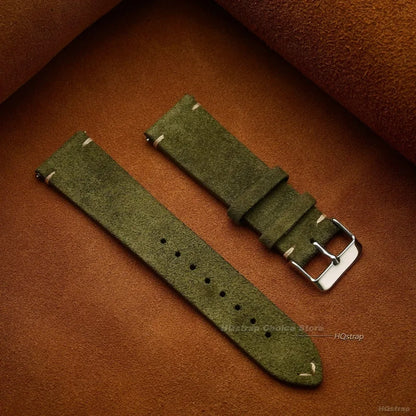 Quick Release Soft Suede Strap 22mm 18mm 20mm for Samsung Watch6 5/4/3 Calfskin Bracelet for Women Men Wristband Hand Sewn Band