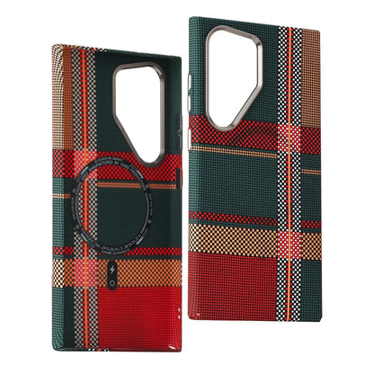 For Samsung S25 S23 S24 Ultra Plus Carbon Fibre Relief MagSafe Phone Case Wireless Charging PC Shockproof Cover For Galaxy S25+