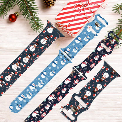 Colorful Christmas Series Strap for Apple Watch 11 10 9 8 7 SE Silicone Band Replacable Bracelet for iWatch 46mm 44mm 42mm 41mm