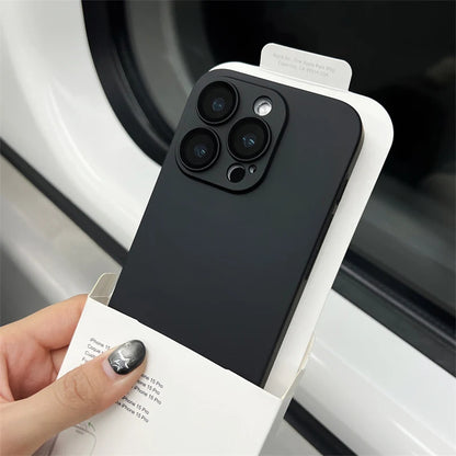 Original Color Ultra Thin Matte PC Case for iPhone 16 15 14 Plus 13 12 11 Pro Max Glass Camera Protection Shockproof Slim Case