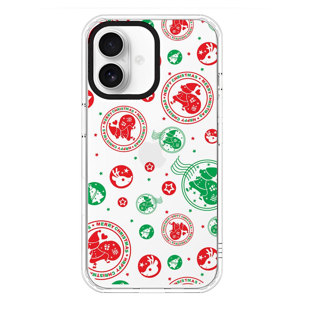 Iphone Clear Soft Silicon Case Happy Christmas In Red N Green - covers4phones