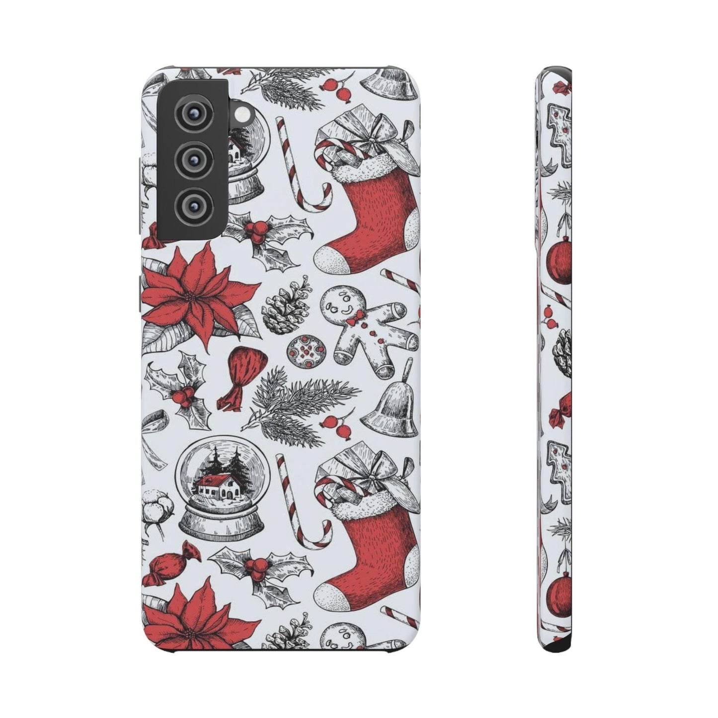 Samsung Clear Silicone Phone Case with Christmas Holiday Pattern – Festive Protection for Your Device - covers4phones