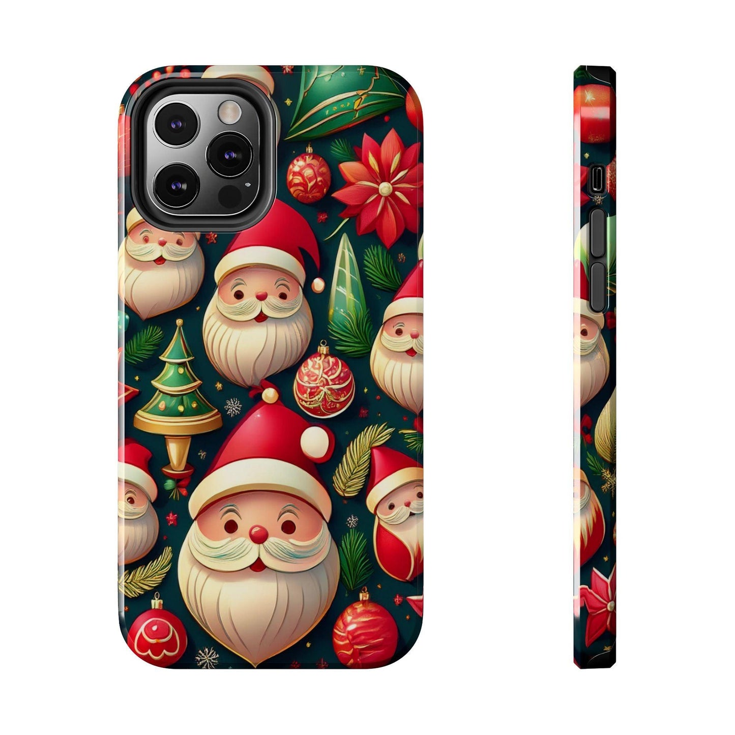 iPhone Tough Phone Case Santa And Trees - covers4phones