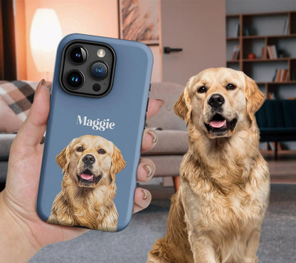 Pet Phone Case with Custom Photo Personalized Dog Cat Name Portrait Illustration Case - covers4phones