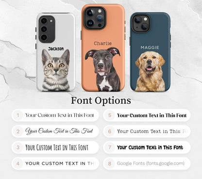 Custom Pet Portrait Phone Case with Name, Personalized Dog Photo Cat Face Case, Sympathy Gift for Pet Lovers - covers4phones