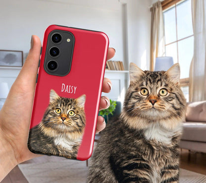 Pet Phone Case with Custom Photo Personalized Dog Cat Name Portrait Illustration Case Pet Loss Sympathy Gift - covers4phones