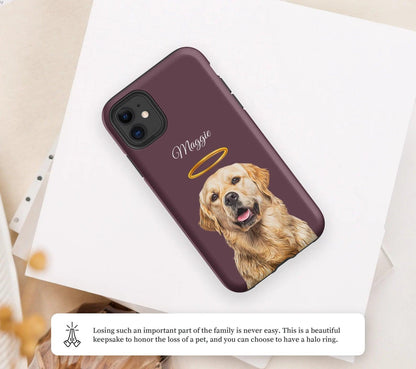 Pet Phone Case with Custom Photo Personalized Dog Cat Name Portrait Illustration Case Pet Loss Sympathy Gift - covers4phones