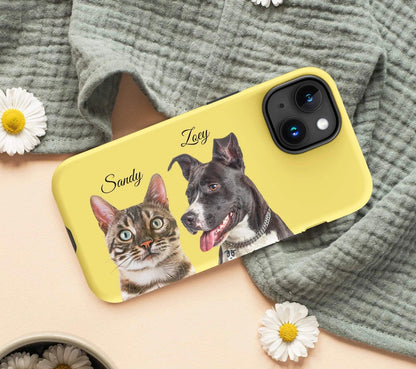 Pet Phone Case with Custom Photo Personalized Dog Cat Name Portrait Illustration Case - covers4phones