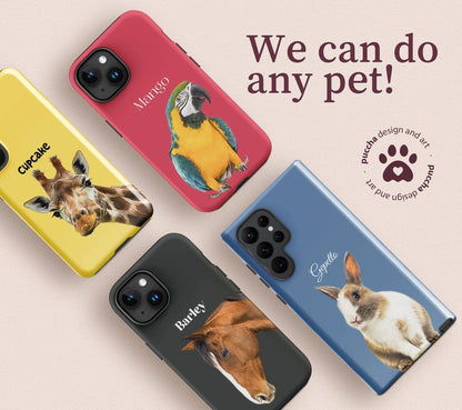 Custom Pet Portrait Phone Case with Name, Personalized Dog Photo Cat Face Case, Sympathy Gift for Pet Lovers - covers4phones