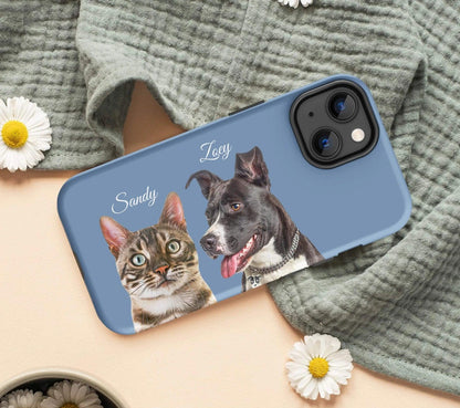 Pet Phone Case with Custom Photo Personalized Dog Cat Name Portrait Illustration Case Pet Loss Sympathy Gift - covers4phones