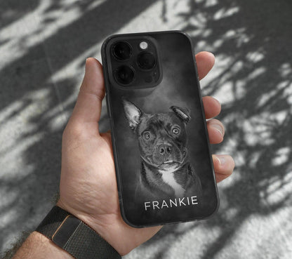 Pet Phone Case with Custom Photo Personalized Dog Cat Name Portrait Illustration Case Pet Loss Sympathy Memorial Gift - covers4phones