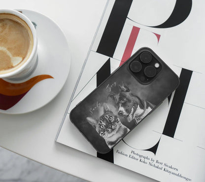 Pet Phone Case with Custom Photo Personalized Dog Cat Name Portrait Illustration Case Pet Loss Sympathy Memorial Gift - covers4phones