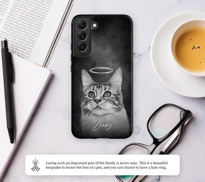 Pet Phone Case with Custom Photo Personalized Dog Cat Name Portrait Illustration Case Pet Loss Sympathy Memorial Gift - covers4phones