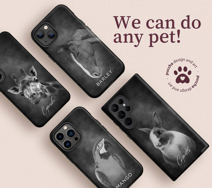 Pet Phone Case with Custom Photo Personalized Dog Cat Name Portrait Illustration Case Pet Loss Sympathy Memorial Gift - covers4phones