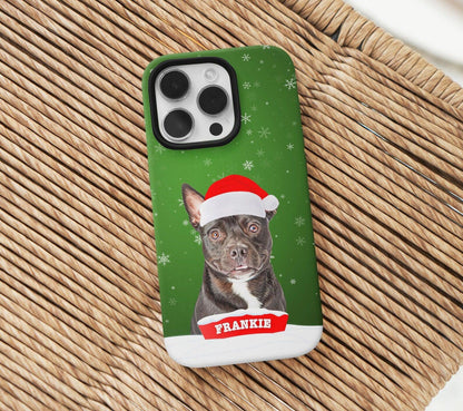 Custom Pet Christmas Phone Case with Dog Cat Photo, Personalized Gift - covers4phones