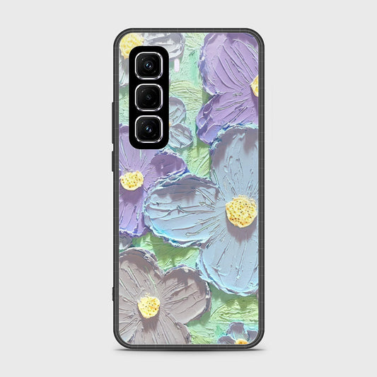 Infinix Hot 50 Pro Plus Cover - Floral Series - Design 1 - Purple & Aqua - HQ Premium Shine Durable Shatterproof Case (Fast Delivery)