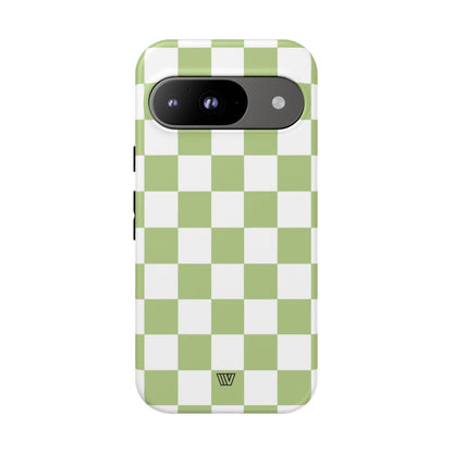 PALE OLIVE WHITE CHECKERBOARD | Tough Phone Case