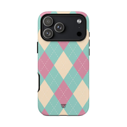 BLUE PINK BEIGE ARGYLE | Tough Phone Case