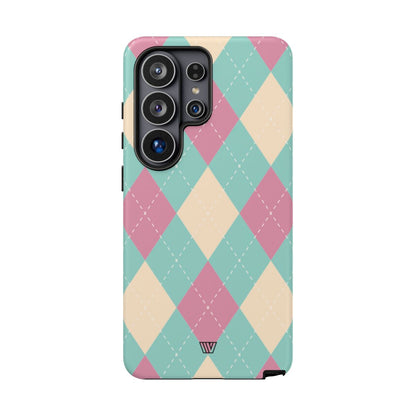 BLUE PINK BEIGE ARGYLE | Tough Phone Case